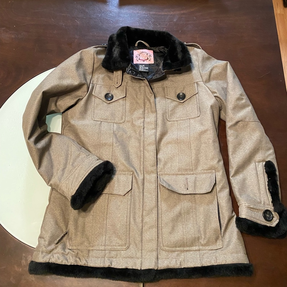 Utility Jacket with Black Fur Trim